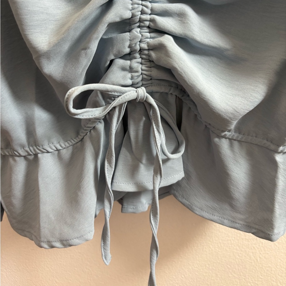 Love Tree Blue Ruched Front Blouse L - Picture 2 of 5